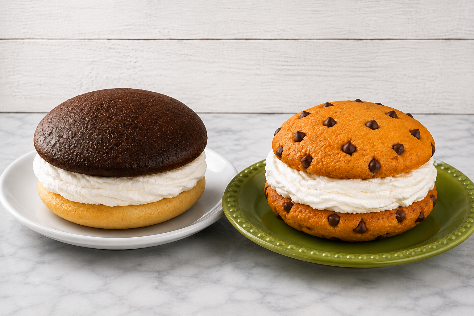 half and half whoopie pie and pumpkin chocolate chip whoopie pie