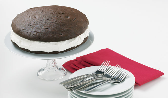 Classic Jumbo Whoopie Pie which is Five pound chocolate cake shells with vanilla filling