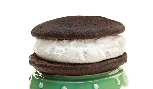 Mint Whoopie Pie with Chocolate cake shells with light and fluffy homemade mint cream filling