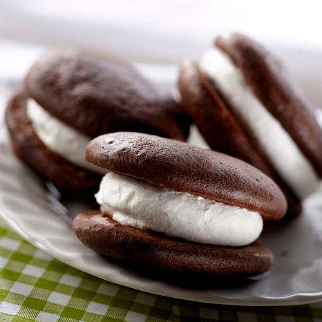 Classic Mini Whoopie pies with Mini chocolate cake shells with light and fluffy homemade vanilla filling